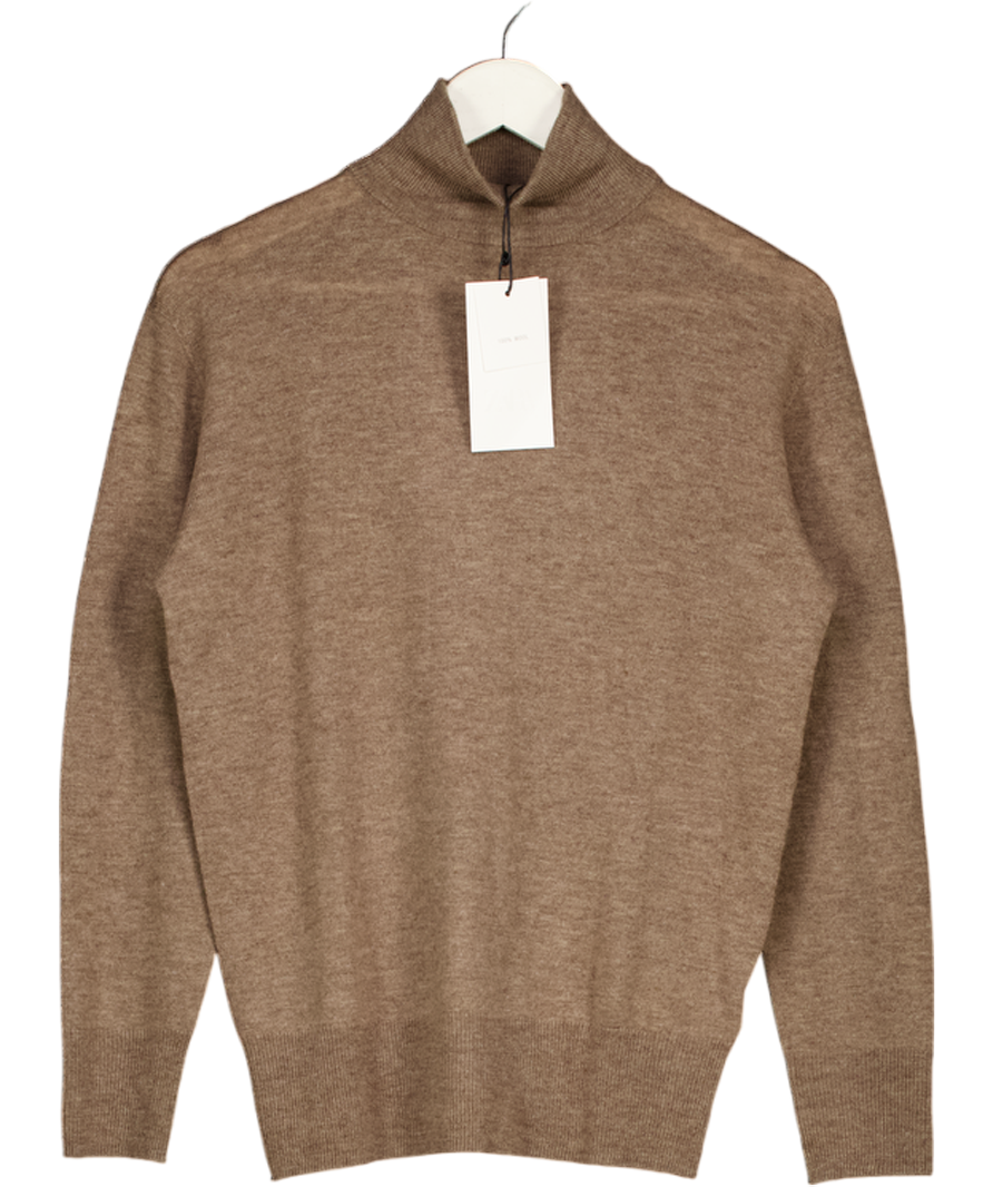 ZARA Beige 100% Wool Roll Neck Jumper UK S