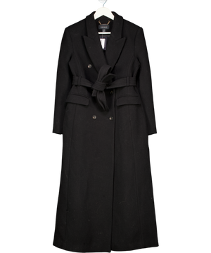 Karen Millen Black Belted Wool Blend Formal Coat UK 10