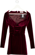 HOUSE OF CB Veronica Black Cherry Red Pin Tuck Mini Dress UK XS