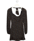 REFORMATION Black Dotty Long Sleeve Mini Dress Sz0 UK 4