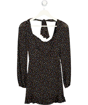 REFORMATION Black Dotty Long Sleeve Mini Dress Sz0 UK 4