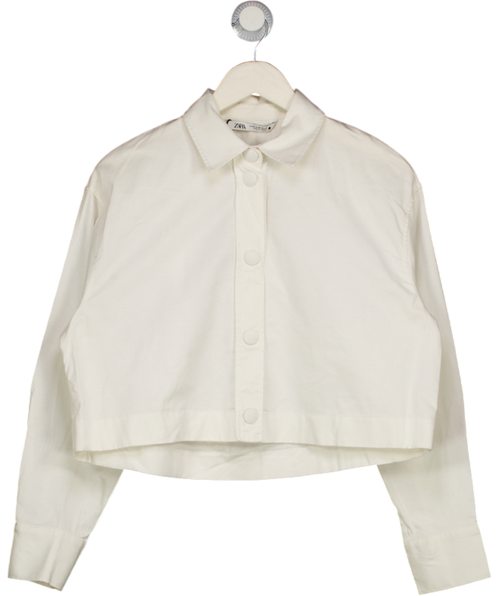 ZARA White Cropped Boxy Fit Shirt UK M