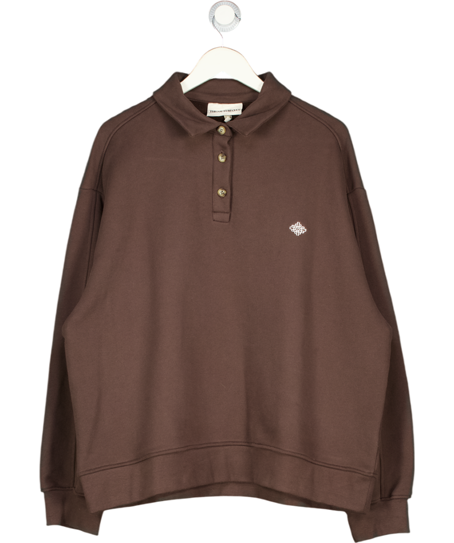 THE COUTURE CLUB Brown Emblem Embroidered Rugby Polo UK 18