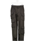 HOUSE OF CB Daria Black Satin Straight Leg Cargo Trousers UK S