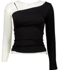 RUEY Black One Shoulder Sculpting Smooth Top UK S