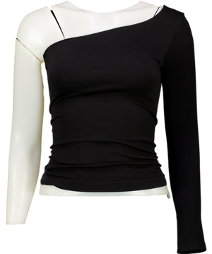 RUEY Black One Shoulder Sculpting Smooth Top UK S