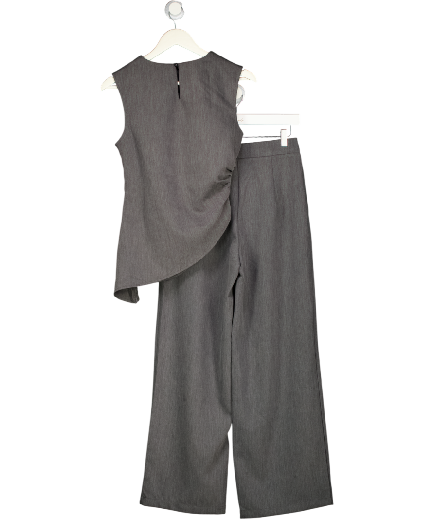 COMMENSE 2-piece Grey Sleeveless Asymmetric Top & Pleated Trouser Set UK S