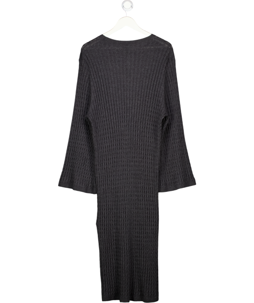 TOTEME Charcoal Grey Cable-knit Wool Maxi Dress UK XS