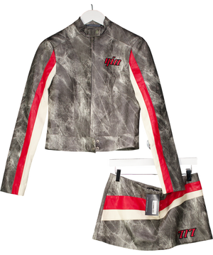 I AM GIA Grey Devyn Biker Jacket (s) And Skirt (m) Set UK S/M