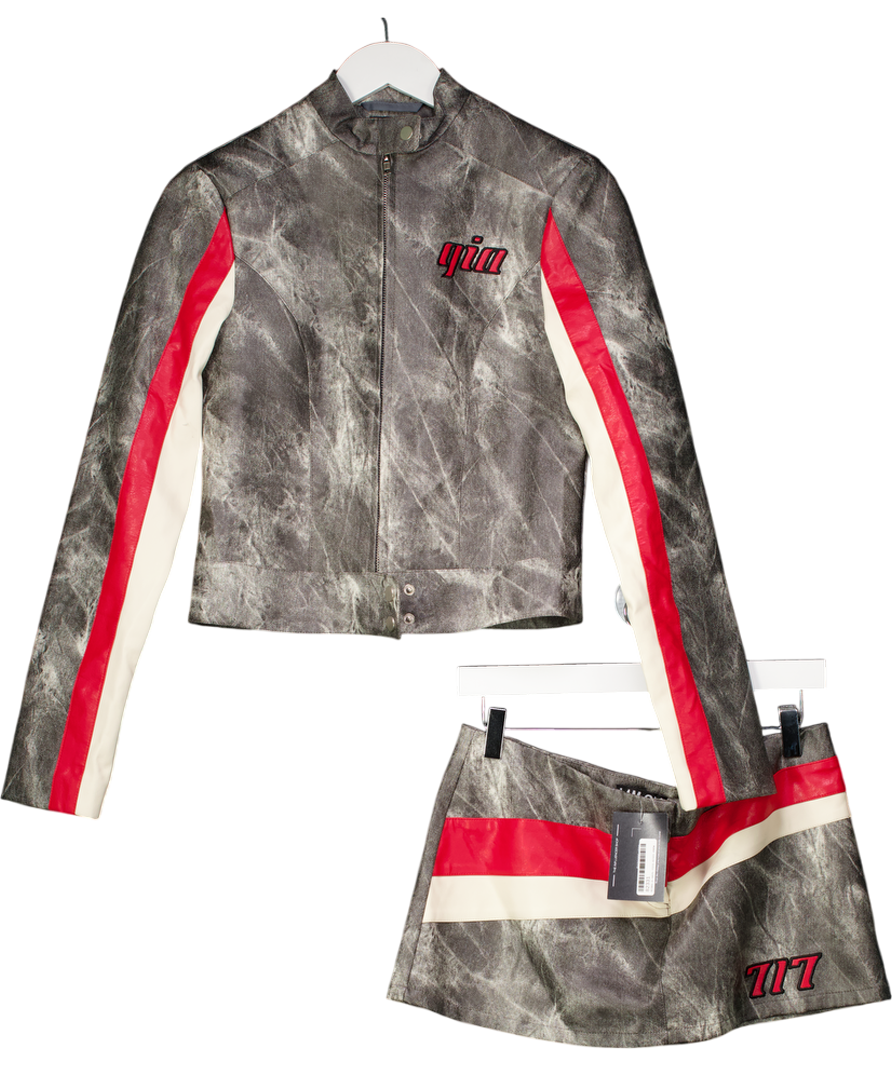 I AM GIA Grey Devyn Biker Jacket (s) And Skirt (m) Set UK S/M