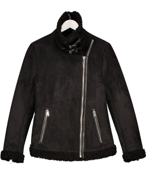 DKNY Black Faux Shearling Jacket UK S
