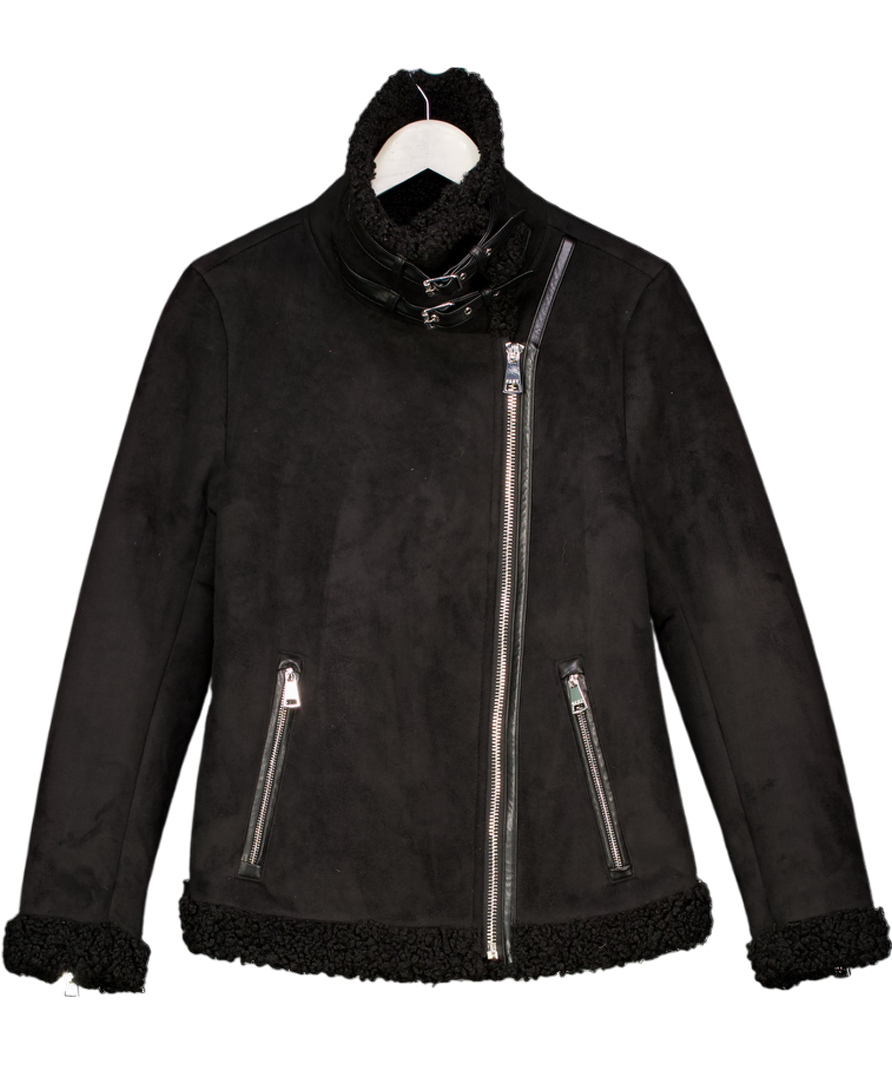 DKNY Black Faux Shearling Jacket UK S