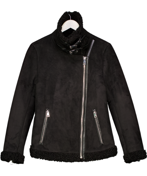 DKNY Black Faux Shearling Jacket UK S