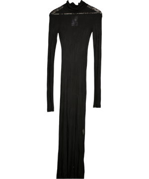 BITE STUDIOS Black High Neck Sheer Lace Maxi Dress UK S