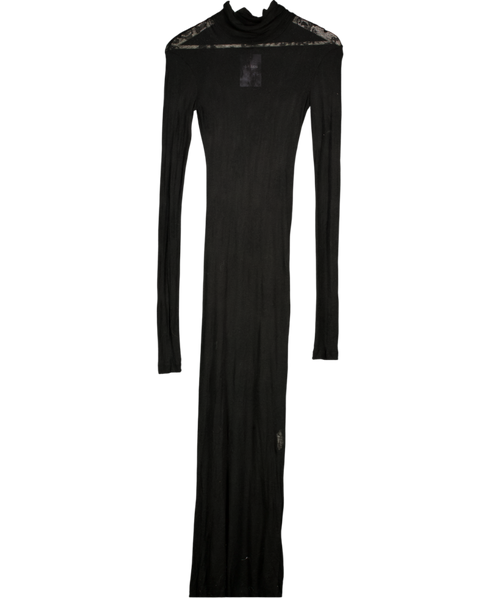 BITE STUDIOS Black High Neck Sheer Lace Maxi Dress UK S