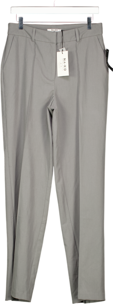 NA-KD Grey Back Slit Suit Pants UK 12