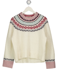 BODEN Cream Bouclé Raglan Jumper Warm Ivory Fair Isle UK S