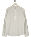 M&S White Cotton Linen Blend Grandad Collar Shirt UK M