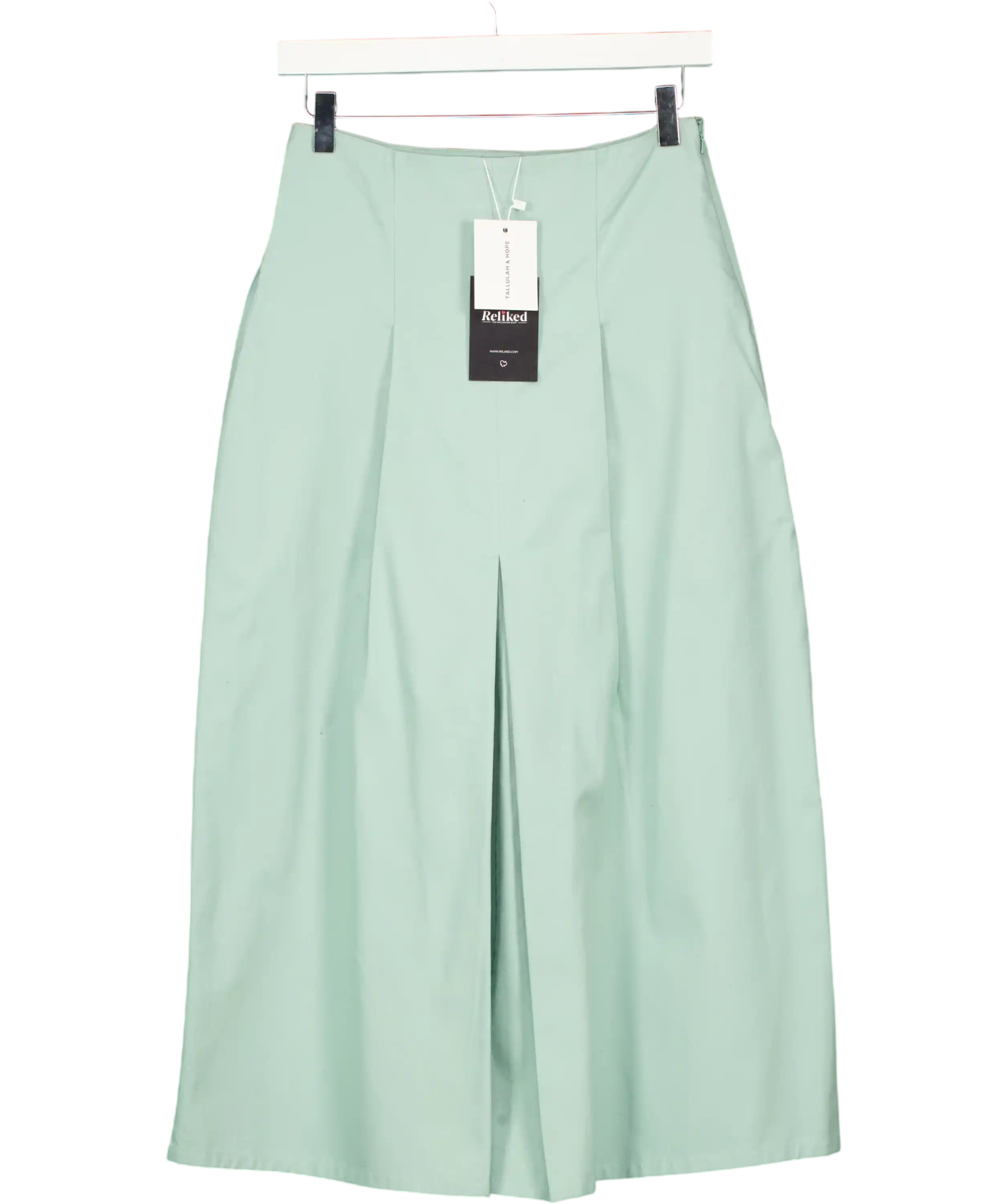 Tallulah & Hope Mint Green Pleated Midi Skirt UK 10