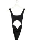 South Beach Black Shirred Square Neck Cut-out Swimsuit UK 10
