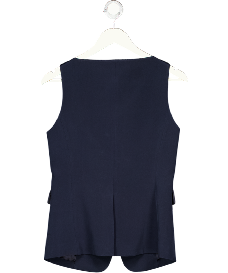 LILYSILK Blue Button Up Blazer Silk Vest Waistcoat UK 6