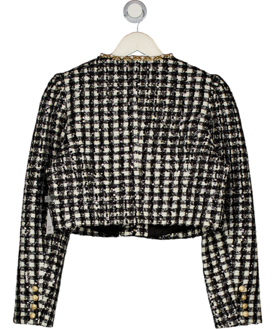 NADINE MERABI Black Remy Check Jacket UK 10