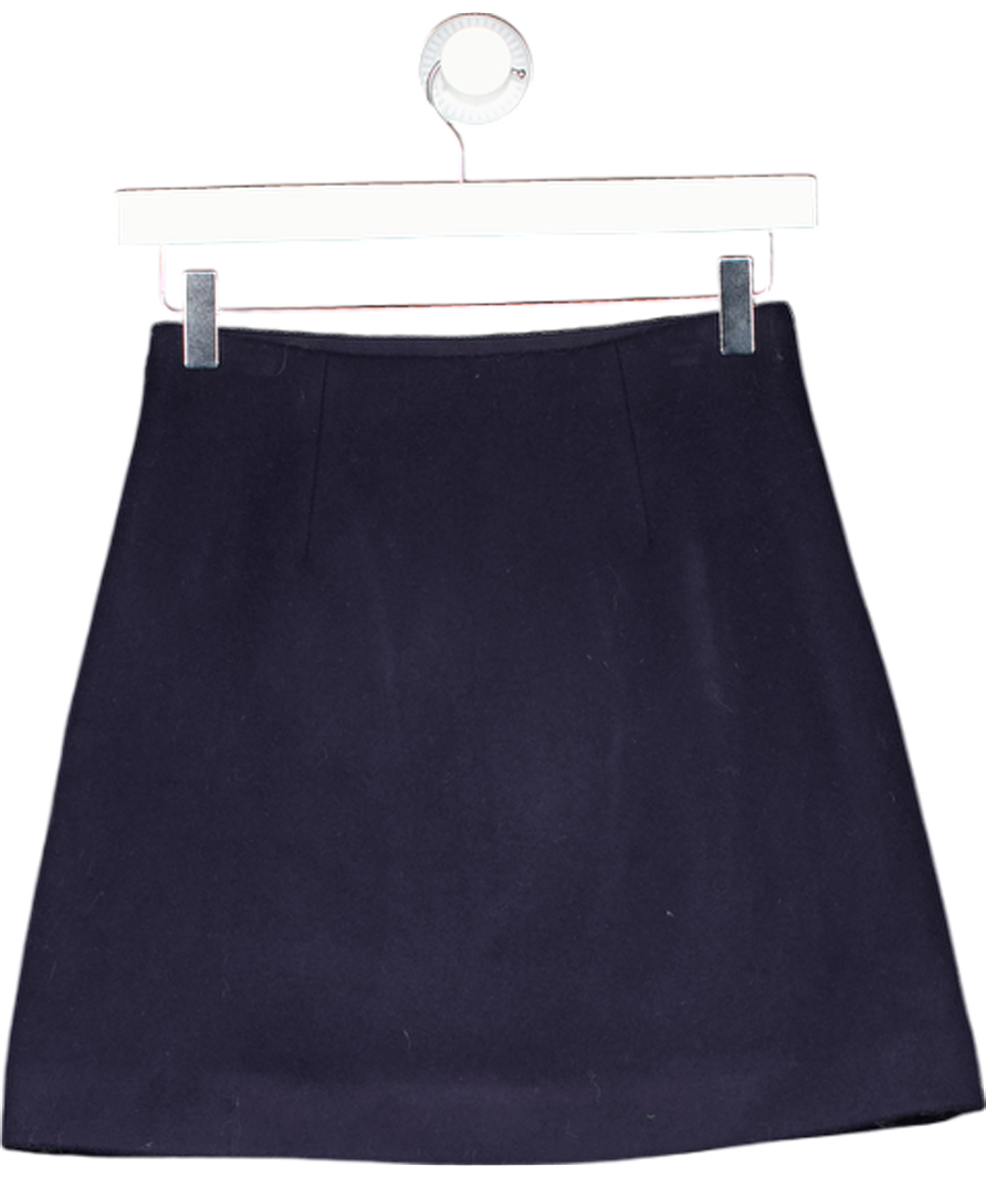 Theory Blue Wool And Cashmere-blend Felt Mini Skirt UK XXS