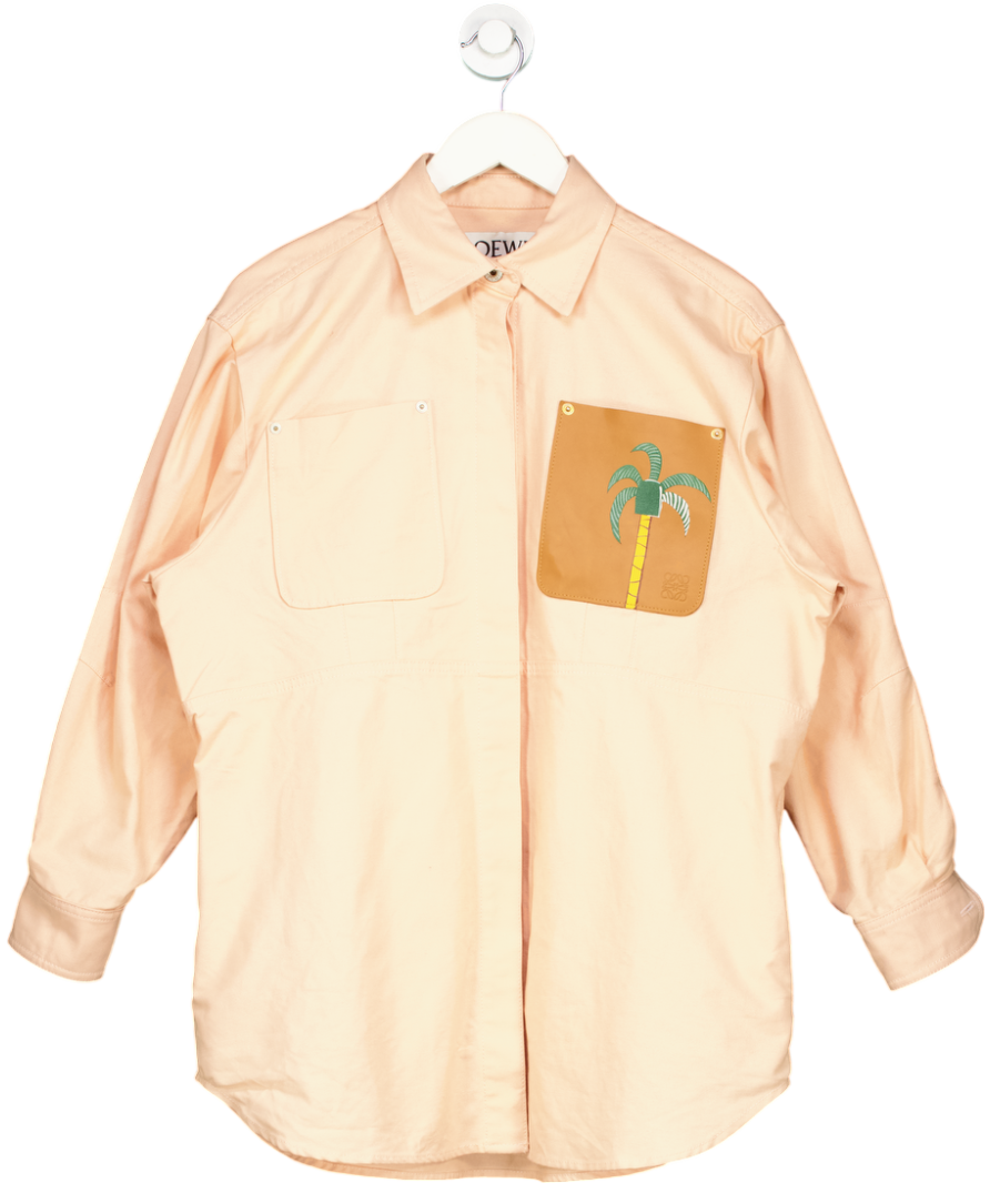 Loewe Pink X Ken Price La Palme Denim Leather Logo Patch Overshirt UK 6