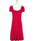 SELF PORTRAIT Pink Crepe Lace Detail Midi Dress UK 4
