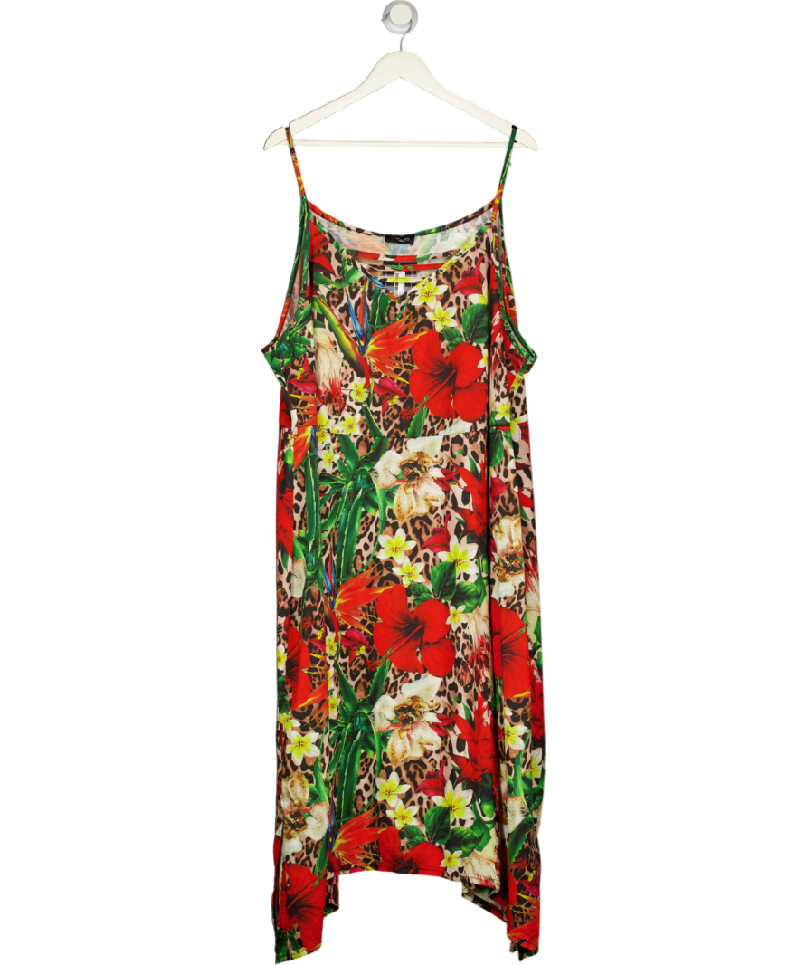 Yours Multicoloured Floral Leopard Print Midi Dress UK 30-32