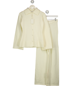 PRETTY LAVISH Cream 2-piece Ellice Collared Knitted Cardigan And Trouser Set UK XS