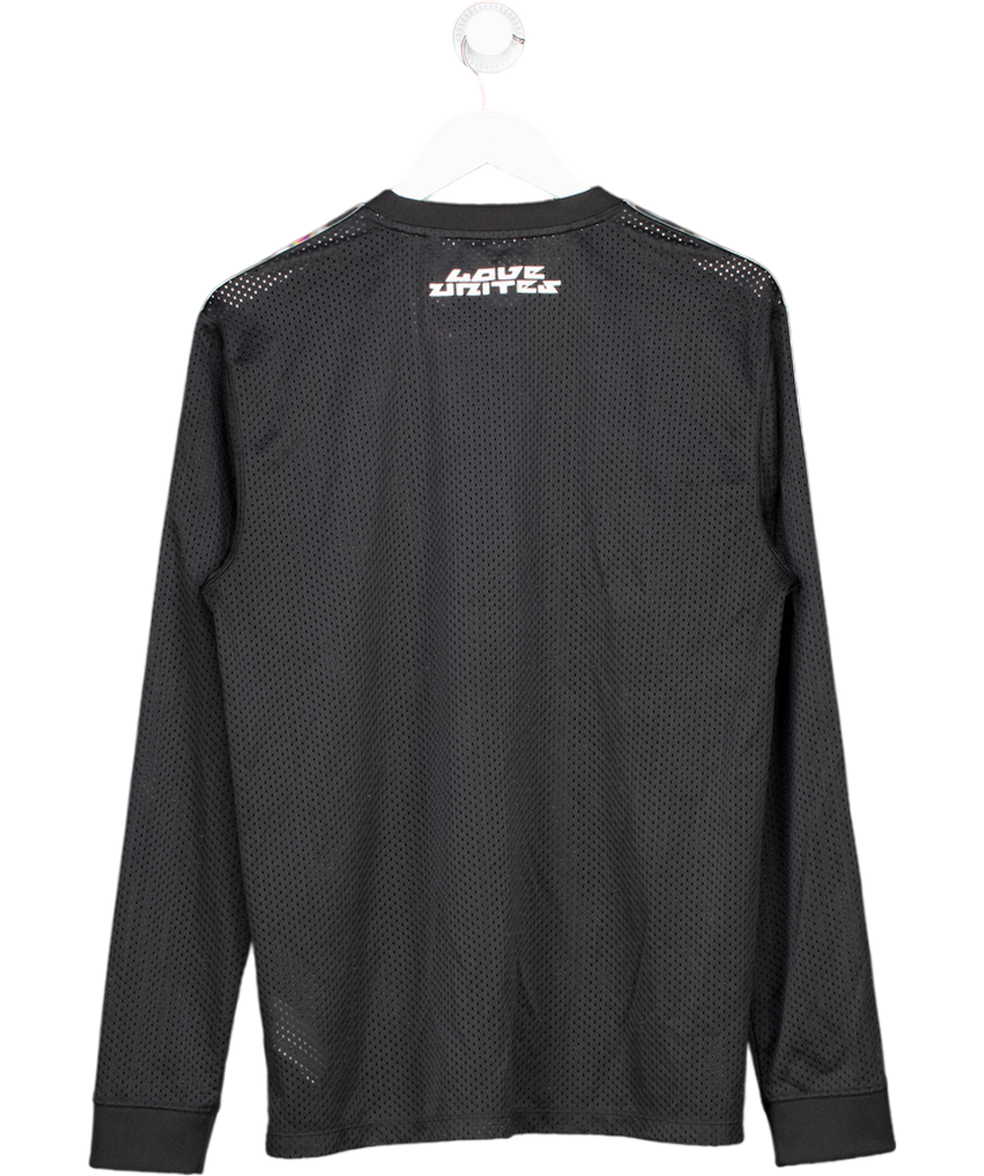 adidas Black Mesh 3-stripes Long Sleeve Tee UK M