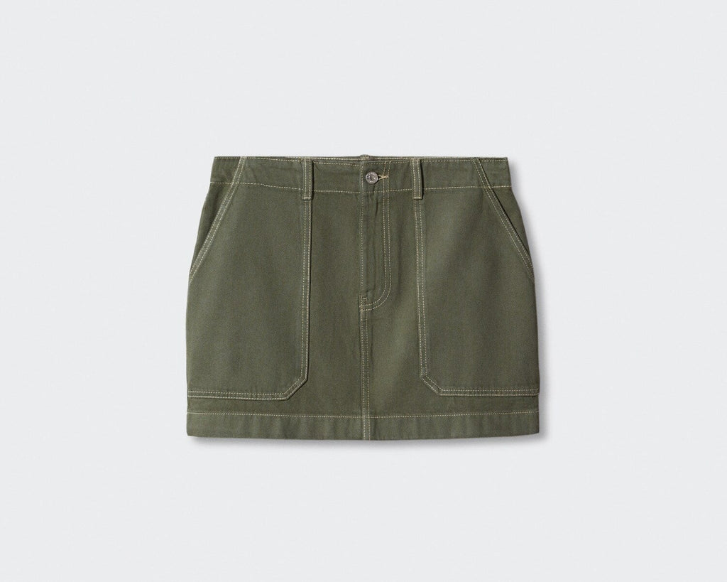 MANGO Green Cargo Mini Skirt UK S