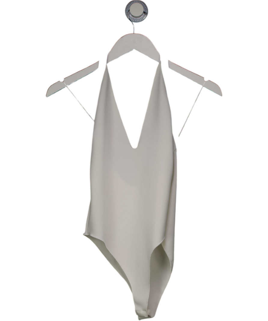 ZARA White Stretch Contrast Bodysuit UK M