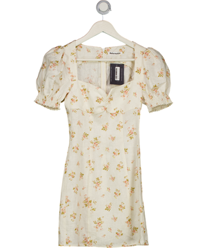 REFORMATION Cream Gina linen Ditsy Floral Linen Mini Dress Sz0 UK 4