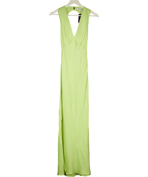 OMNES Satin Tie Back Dress In Green UK 8