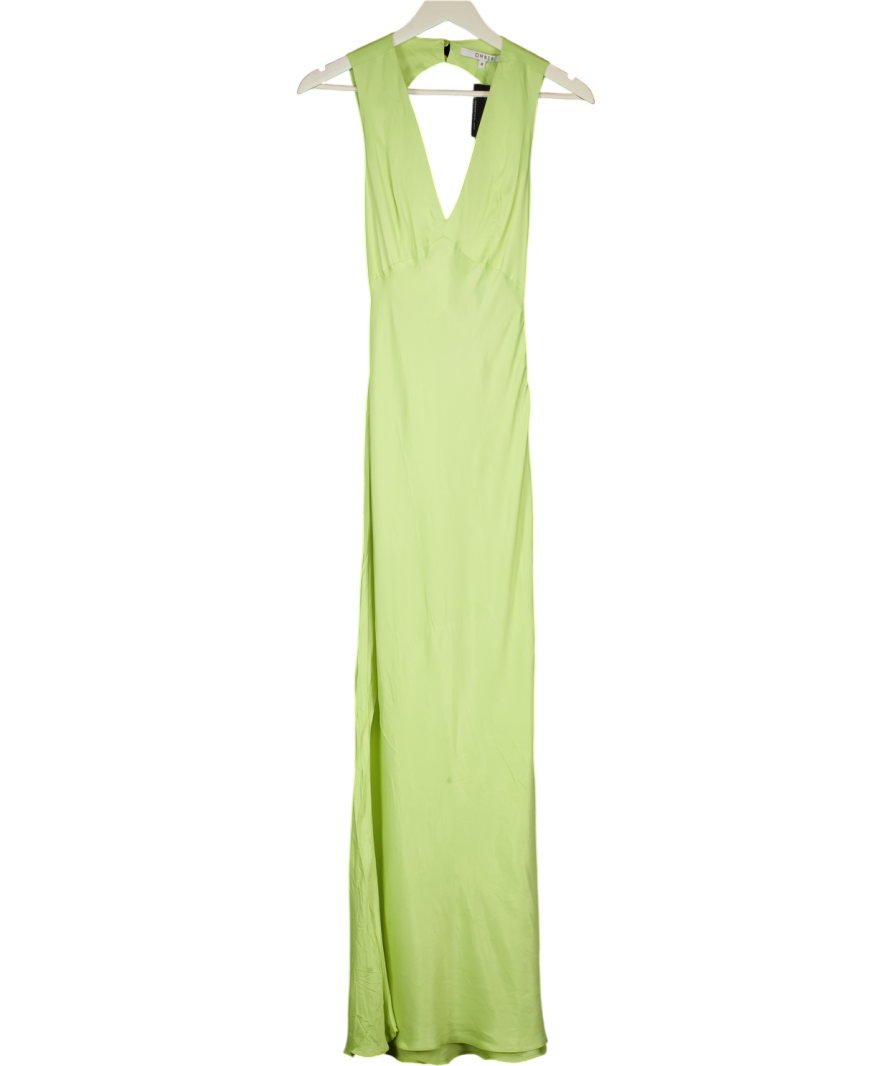 OMNES Satin Tie Back Dress In Green UK 8