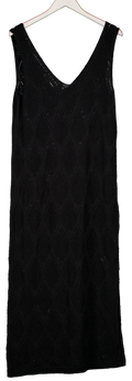 M&S Black Sleeveless Crochet Midi Dress UK M