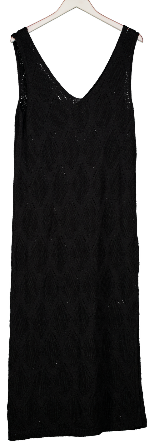 M&S Black Sleeveless Crochet Midi Dress UK M