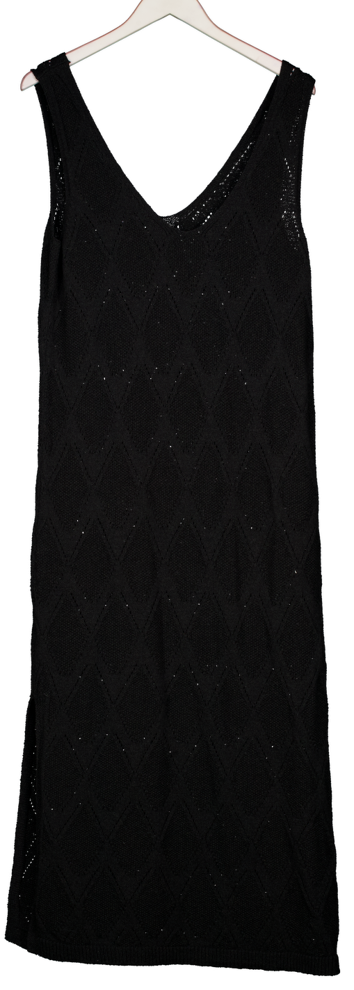 M&S Black Sleeveless Crochet Midi Dress UK M