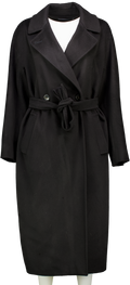 Max Mara Black 100%  Virgin Wool Wrap Coat UK 12