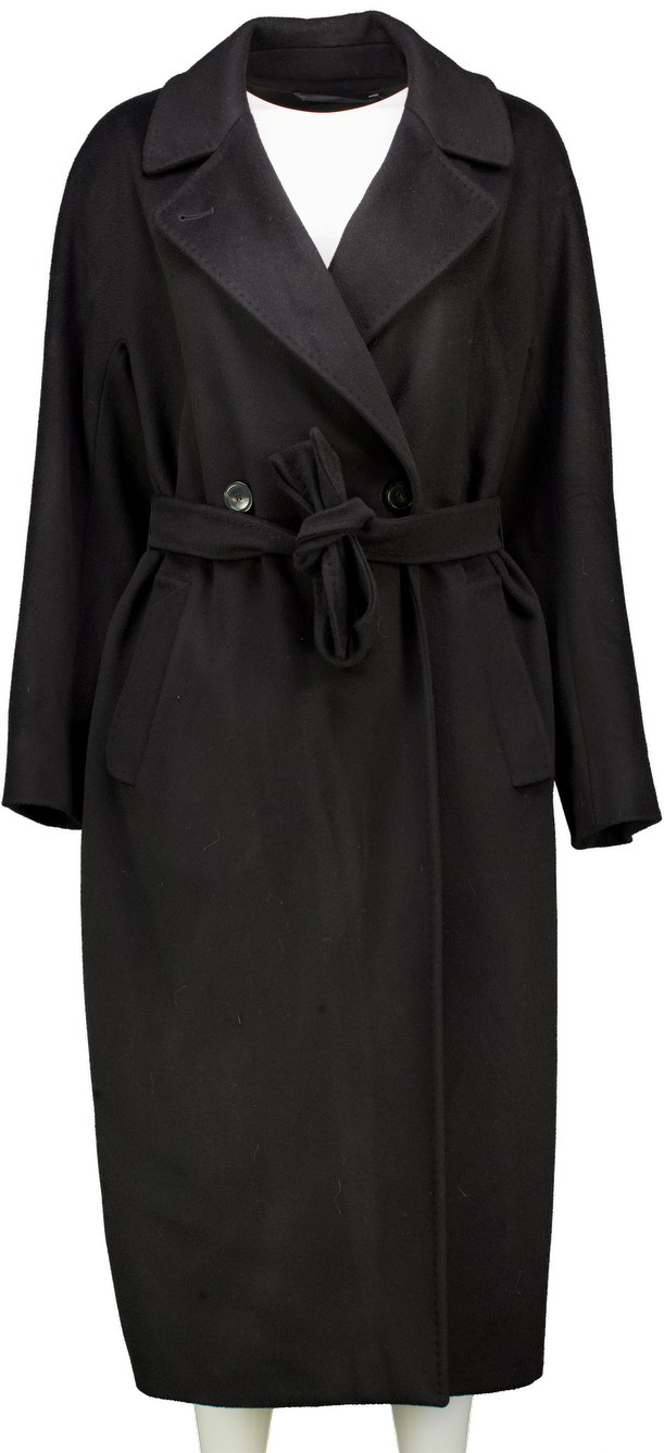 Max Mara Black 100%  Virgin Wool Wrap Coat UK 12