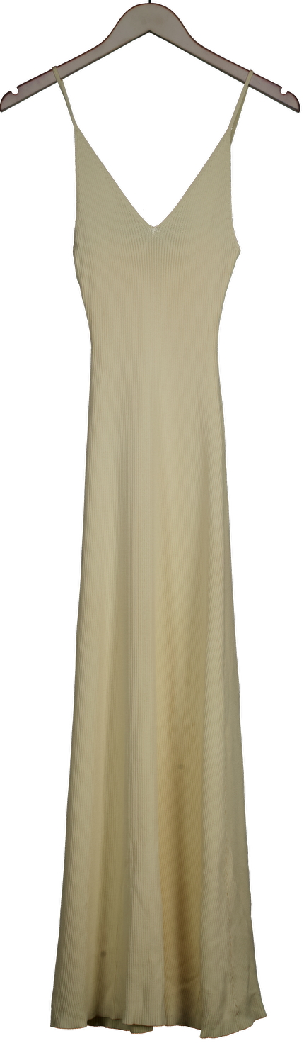 DISSH Yellow Pale Lemon Ribbed Knit Midi Dress UK S