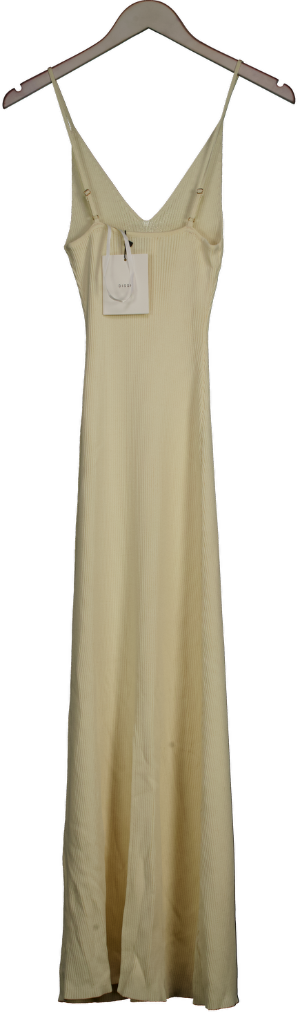DISSH Yellow Pale Lemon Ribbed Knit Midi Dress UK S
