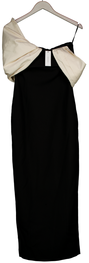 Karen Millen Black Taffeta Mix Contrast Drama Sleeve Maxi Dress UK 6