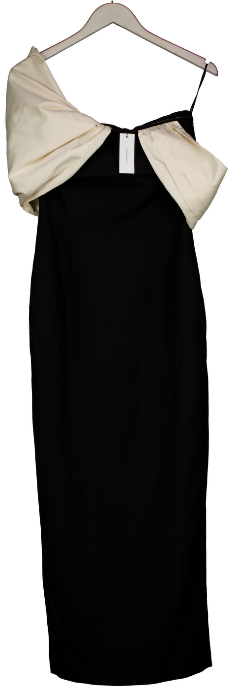 Karen Millen Black Taffeta Mix Contrast Drama Sleeve Maxi Dress UK 6