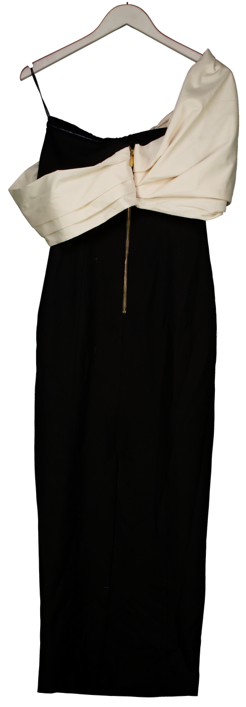 Karen Millen Black Taffeta Mix Contrast Drama Sleeve Maxi Dress UK 6