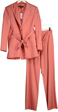 Karen Millen Dusty Pink Soft Tie Detail Tailored Blazer And Wide Leg Trousers UK 6