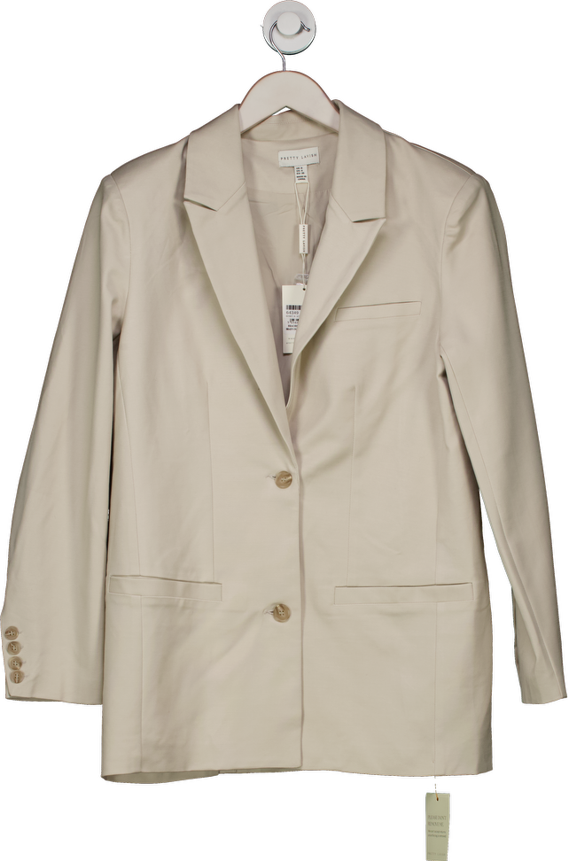 PRETTY LAVISH Cream Brady Oversized Boxy Blazer - Chalk UK 8