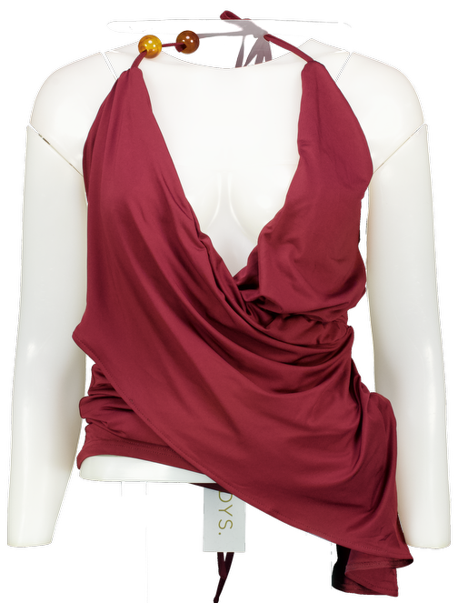 Sndys Red Halter Neck Drape Top UK XS